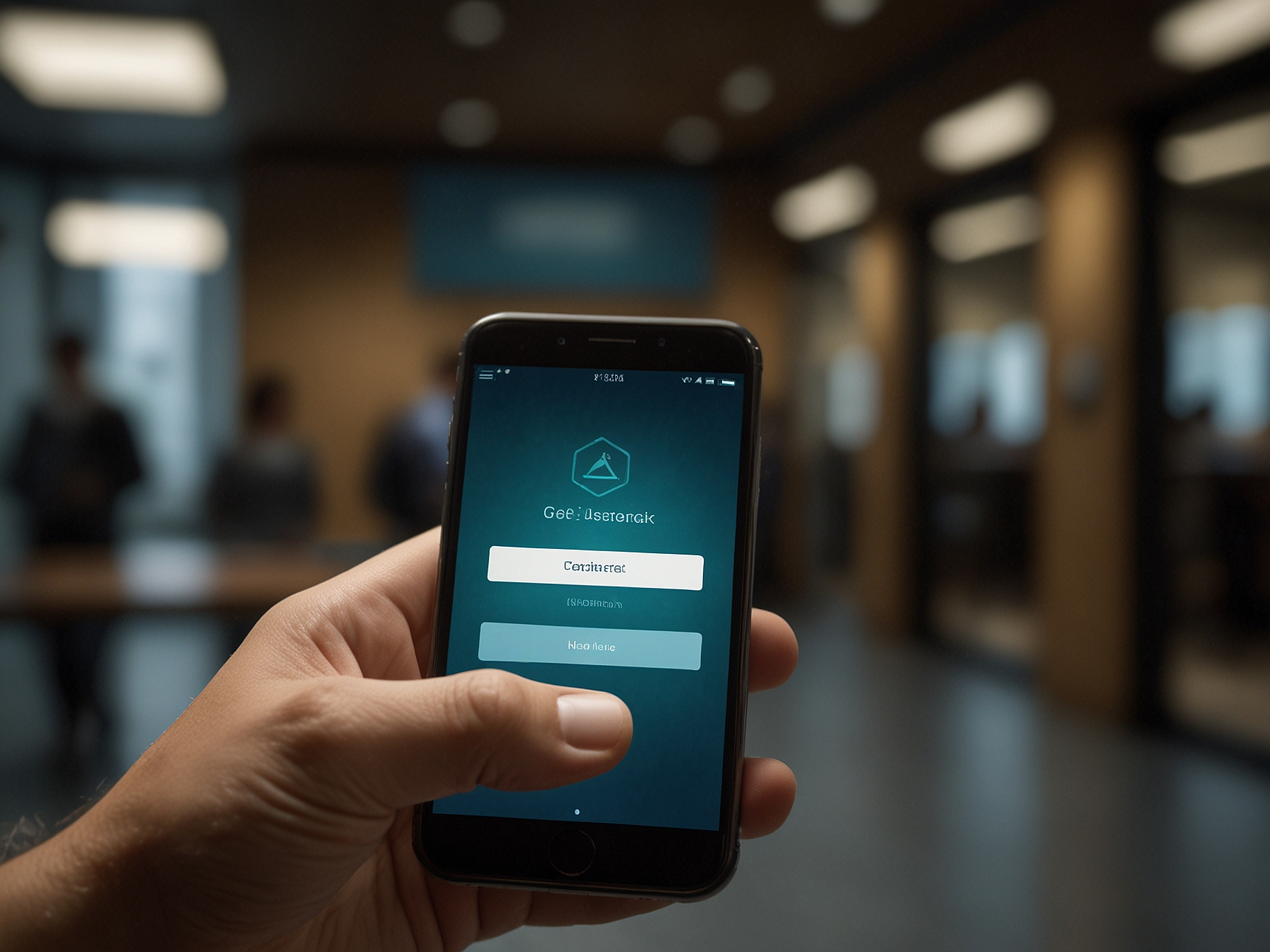 User logging in on mobile device